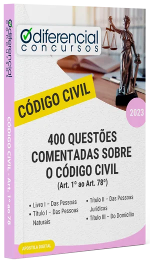 Capa Apostila - 400 Questões Comentadas Sobre o CODIGO CIVIL - Art. 1 ao 78