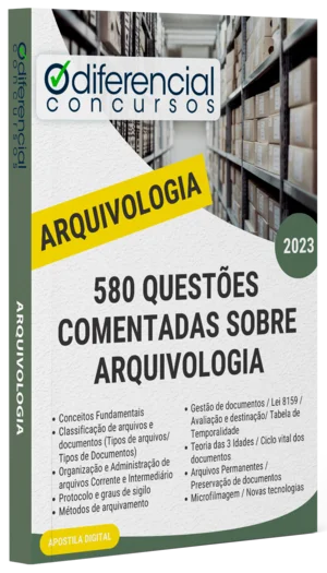 Capa Apostila - 580 questões comentadas de ARQUIVOLOGIA